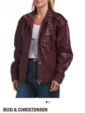 Bod & Christensen Women's Burgundy Leather Jacket